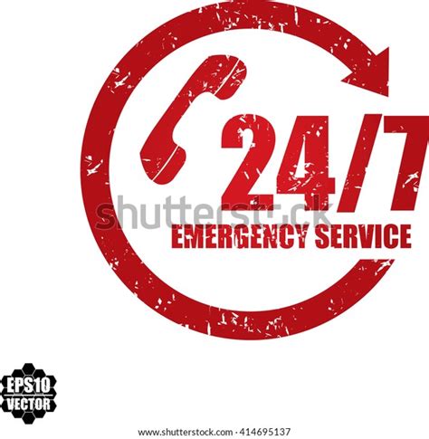 247 Emergency Service Grunge Stampvector Stock Vector Royalty Free