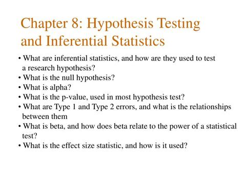 PPT Chapter 8 Hypothesis Testing And Inferential Statistics