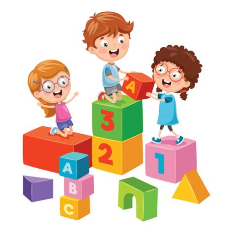 Best Cartoon Boy Playing With Building Blocks Illustrations Royalty