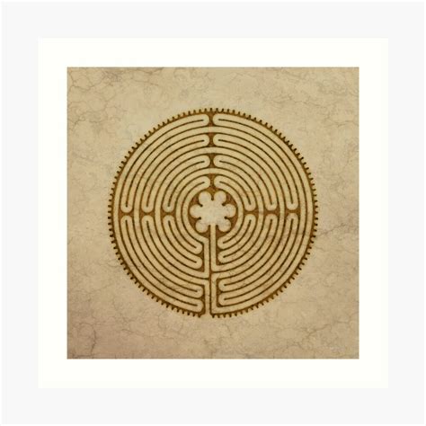 Symbol Chartres Labyrinth Metal Antique Grunge Style Art Print By