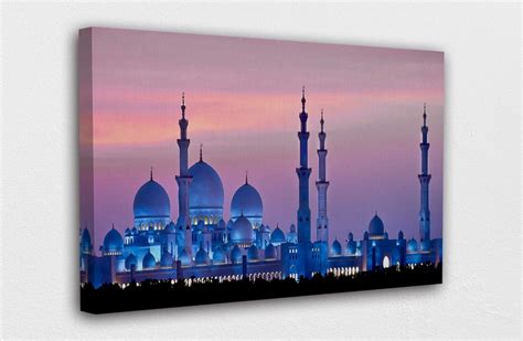 Famous Sheikh Zayed Mosque At Sunset Canvas Wall Art Etsy