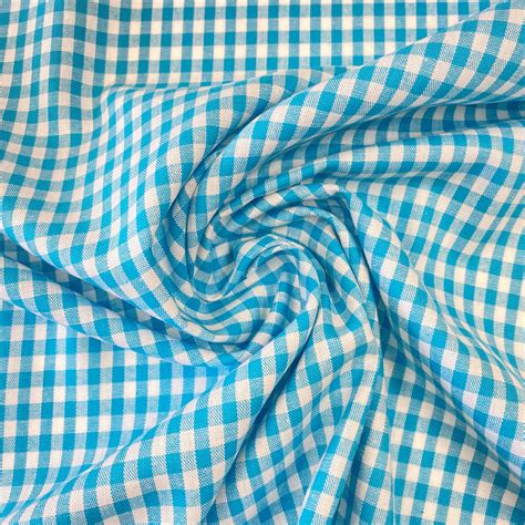 Gingham 100 Cotton Fabric By The Metre Turquoise And White