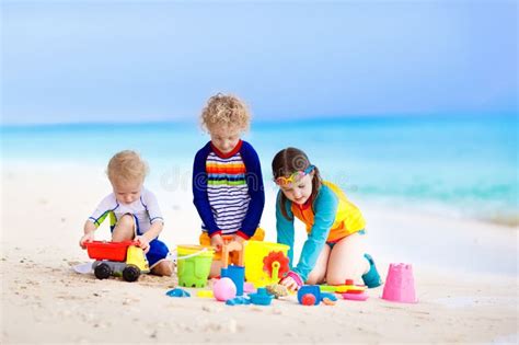 Kids On Tropical Beach Children Playing At Sea Stock Image Image Of
