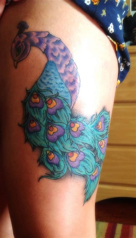 Peacock Thigh Tat Thigh Tat Tattoos Tatting
