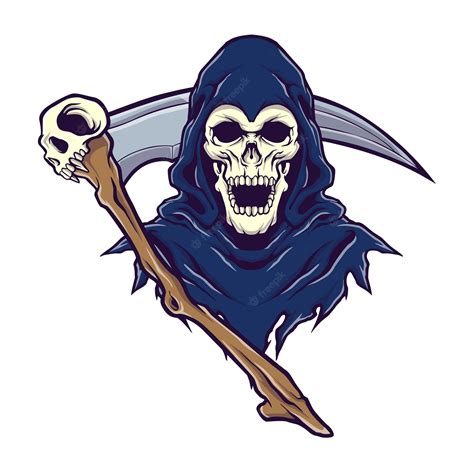 Premium Vector Grim Reaper Logo With Schyte Illustration Concept
