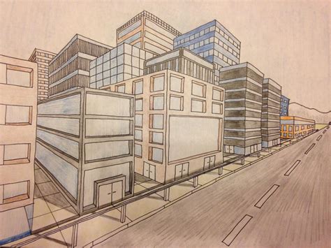 2 Point Perspective Buildings Perspective Drawing Architecture