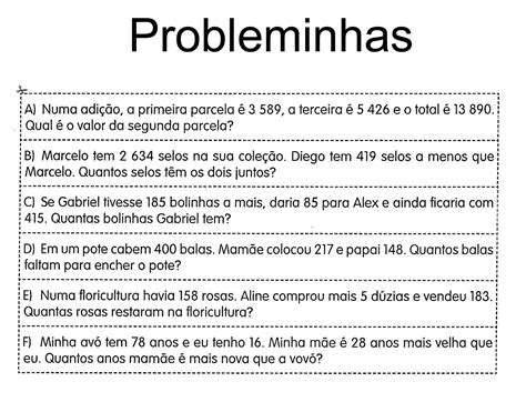 Situações problemas para trabalhar com 4º ano Querida Professora