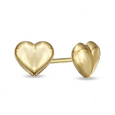 Superbly handcrafted 14k gold diamond claddagh earrings. Child's Puffed Heart Stud Earrings in 14K Gold | Zales Outlet
