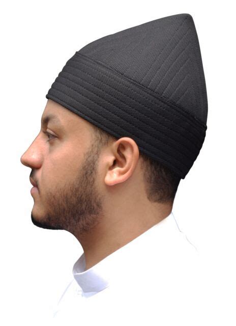 Thekufi® Black Naqshbandi Tariqah Tall Sufi Muslim Hat Semi Rigid