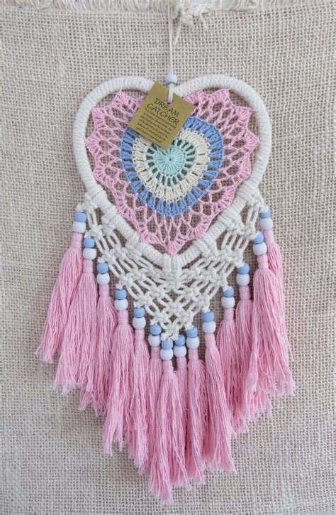 Heart Shaped Dreamcatcher Pinkwhite And Blue Catalina Living