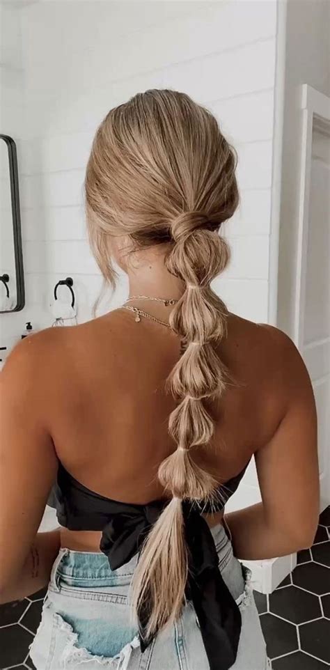 45 Cute Hairstyles For Summer And Beach Days Blonde Bubble Braid