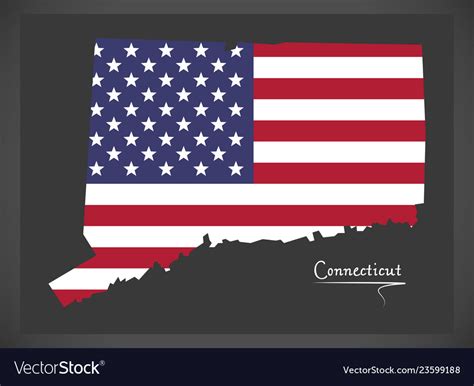 Connecticut Map With American National Flag Vector Image