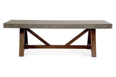 Modrest Revok Modern Concrete And Acacia Dining Table Dining Tables