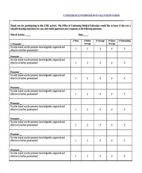 Free 30 Printable Presentation Evaluation Forms In Pdf Ms Word Excel
