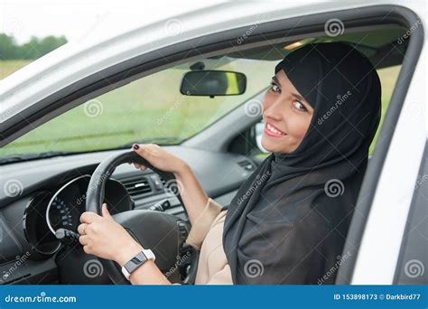 Beautiful Arab Muslim Woman Driving Car Stock Image Image Of Hijab