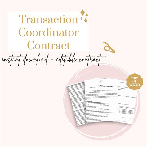 Transaction Coordinator Contract Transaction Coordinator Agreement Real Estate Transaction