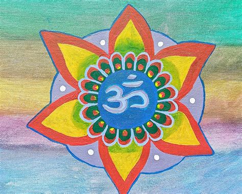 Canvas Acrylic Painting Wall Art 3 Om Aum Painting Etsy