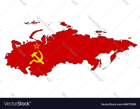 Union Of Soviet Socialist Republics Map With Flag Vector Image