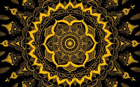 Wallpaper Mandala Pattern Abstraction Tangled Yellow Mandala 4k