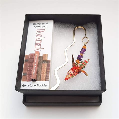Origami Crane Bookmark With Carnelian And Amethyst Quinlans T Shop