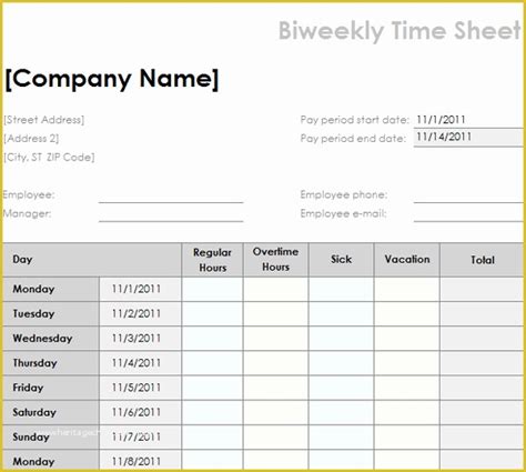 Bi Weekly Invoice Template