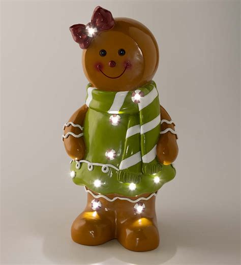 Indooroutdoor Lighted Gingerbread Girl Shorty Statue Plow And Hearth