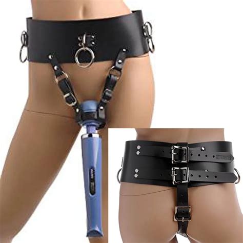 Leather Forced Orgasm Sex Belt Female Chastity Belt Magic Wand BDSM Bondage Restraints Harness