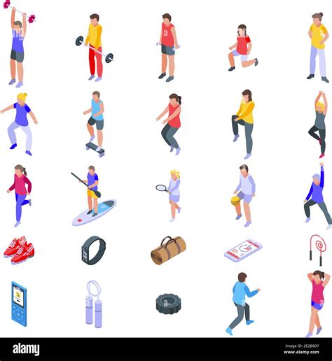 Physical Activity Icons Set Isometric Set Of Physical Activity Vector
