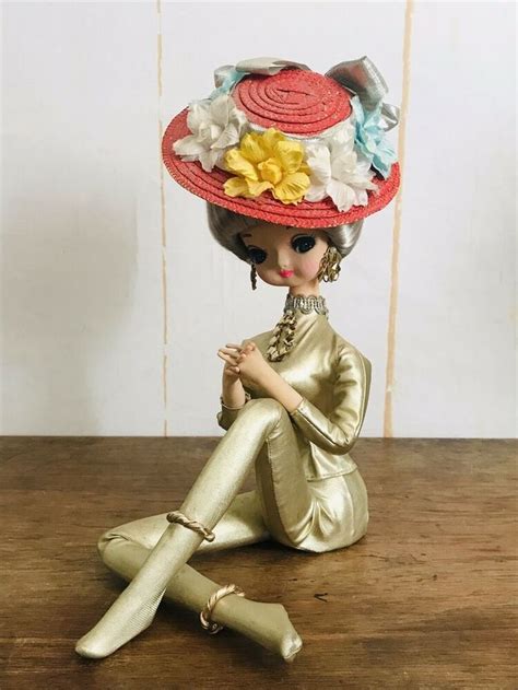 Vintage Big Eye Bradley Doll Mod Cloth Pose Doll Boudoir 1960s Gold
