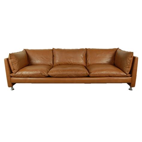 Vintage Swedish Mid Century Modern Leather Couch Sofa At 1stdibs