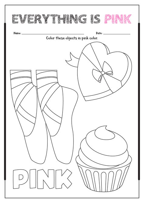 6 Color Pink Worksheets For Preschool