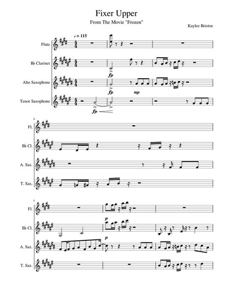 Fixerupper Sheet Music For Flute Clarinet In B Flat Saxophone Alto Saxophone Tenor Mixed