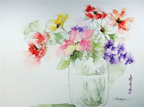 Watercolor Paintings By Roseann Hayes Watercolor Painting Of Flowers