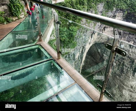Cliff Glass Sky Walk At Tianmen Mountain The Heavens Gate At