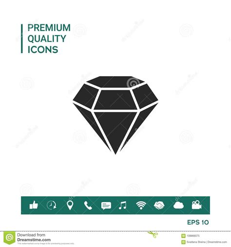 Diamond Sign Jewelry Symbol Gem Stone Flat Simple Design Stock
