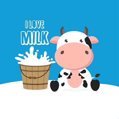 Cute Cow With Milk Bucket Vector Illustration 582926 Vector Art At