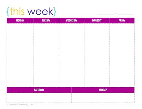Scroll down to see two versions of our featured blank weekly calendars. Schedule Template Printable One Week Calendar E2 80 93 ...