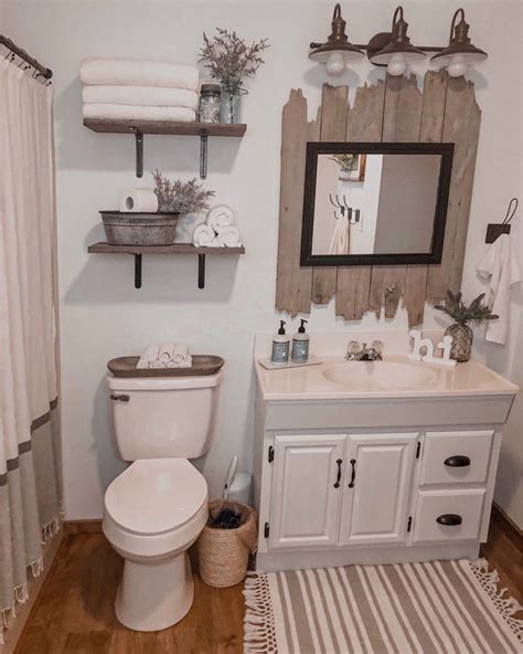 Its wide 60 design is made from solid poplar wood in a gray. Bathroom | Farmhouse bathroom decor, Restroom decor, Small ...