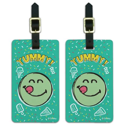 Yummy Food Smiley Face Officially Licensed Luggage Id Tags Suitcase