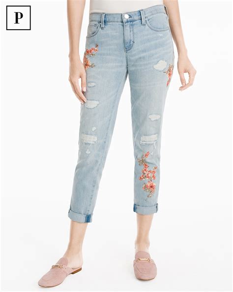 Petite Floral Embroidered Girlfriend Jeans White House Black Market