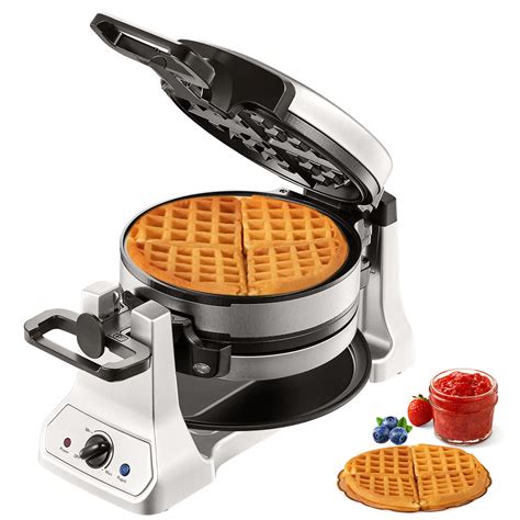 Vevor Round Waffle Maker 1400w 2 Layer Rotatable Non Stick Waffle Iron