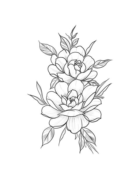 Peony Flower Tattoo Sketch Simple Flower Tattoo Flower Tattoo