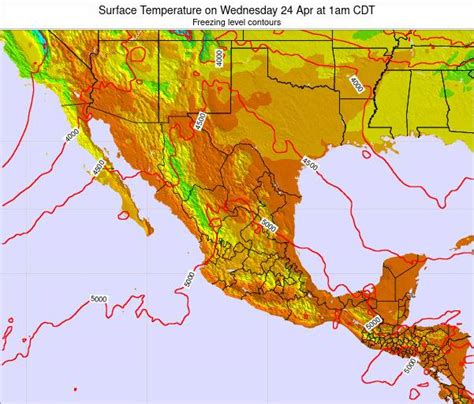 Mexico Surface Temperature On Monday 08 Oct At 1am Cdt
