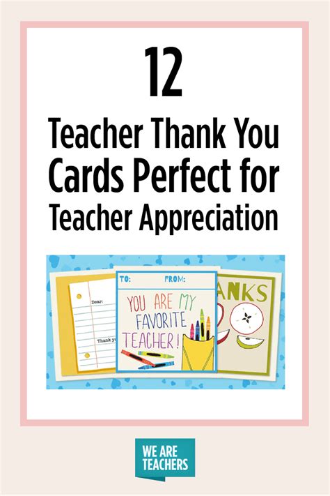 Printable Teacher Thank You Cards For Teacher Appreciation