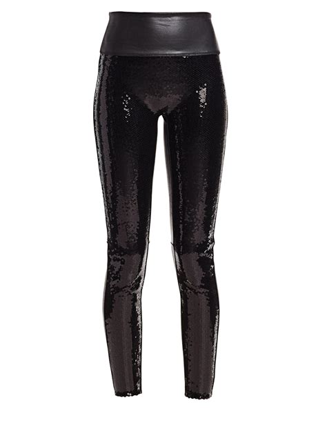 Spanx Faux Leather Sequin Leggings In Black Lyst