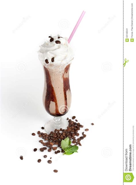 Iced Coffee With Whipped Cream And Straw Stock Image Image Of Cream