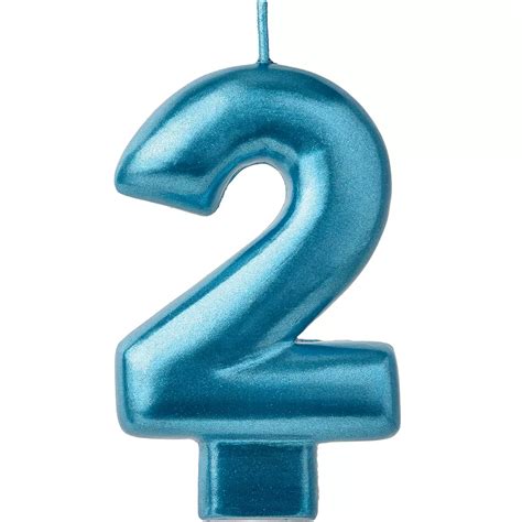 Metallic Blue Number 2 Birthday Candle 3 14in Party City