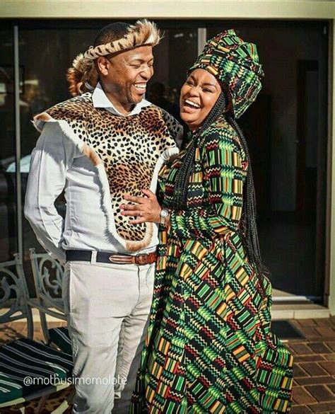 Couple In Zulu And African Print Traditional Attire Clipkulture