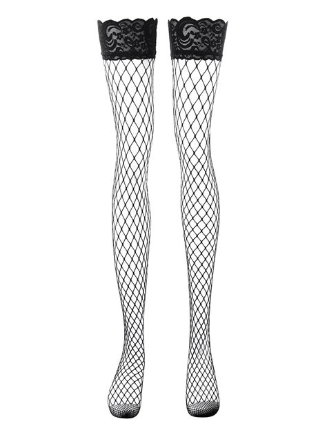 Off Lace Top Thigh High Fishnet Stockings Rosegal
