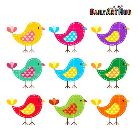 Colorful Birds Clip Art Set Daily Art Hub Graphics Alphabets And Svg